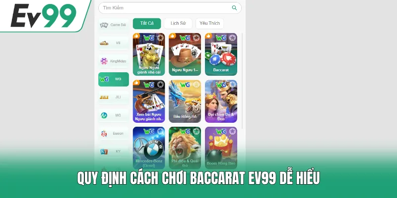 Game bài EV99 3 Quy định cách chơi Baccarat EV99 dễ hiểu