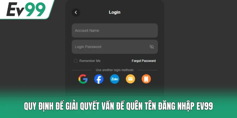 Quên Tên Đăng Nhập EV99 - Giải Pháp Khôi Phục Quyền Truy Cập 1 Quy định để giải quyết vấn đề quên tên đăng nhập EV99